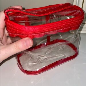Small Clear & Red Storage Bag w/ Handle